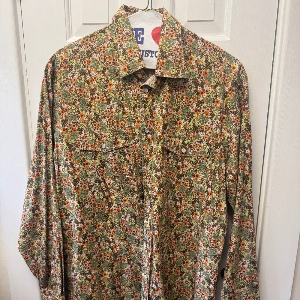 Floral Snap Button, Western Shirt, XL